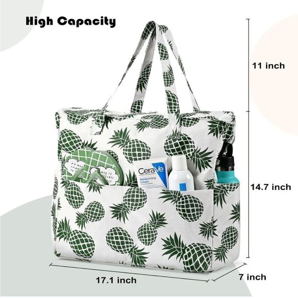 Large Waterproof Zippered Beach Tote - Picture 2 of 6